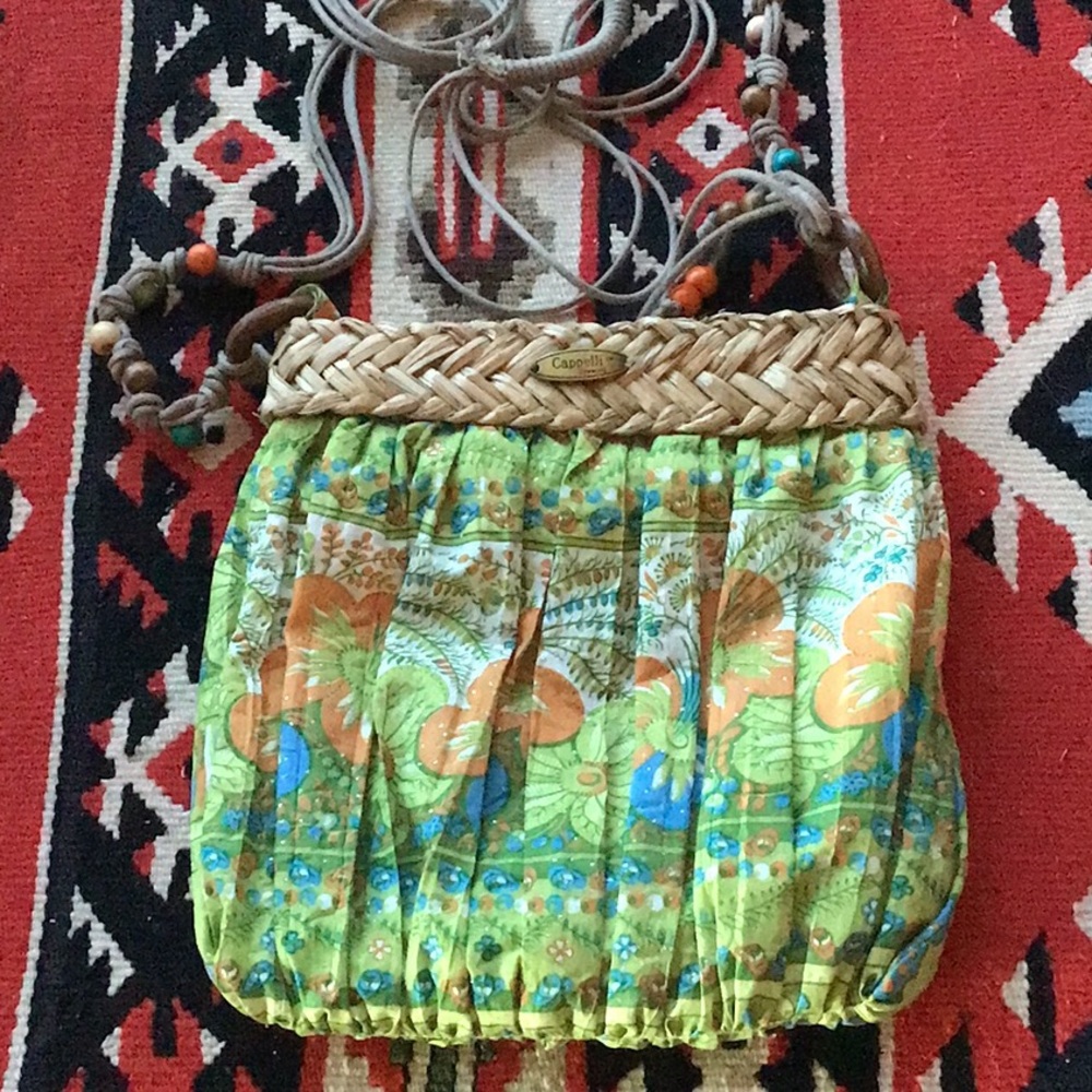 Colorful cloth and macrame bag